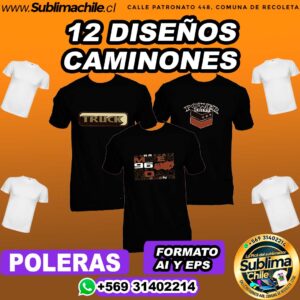 12 Diseños Vintage de Camiones para Sublimar en Poleras - EPS y AI
