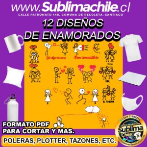 12 Diseños de Enamorados para Sublimar Editable en CDR - PDF