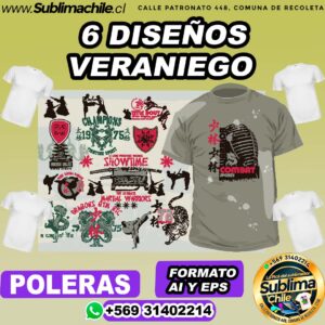 15 Diseños Orientales para Sublimar en Poleras - AI y EPS