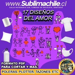 17 Diseños de Amor para Sublimar editable en  CDR - PDF