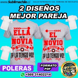 2 Diseños El Mejor Novio/Novia para Sublimar en Poleras Editable en CDR - PDF