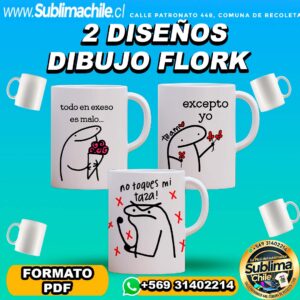 2 Diseños Flork para Sublimar Tazones Editable en CDR - PDF
