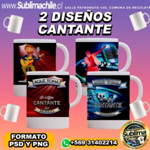 2 Diseños de Cantantes para Sublimar Tazones - PNG y PSD