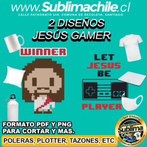 2 Diseños de Jesús Gamer para Sublimar Editable en CDR - PDF y PNG