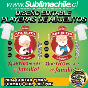 2 Diseños editables de abuelitos para sublimar poleras - CDR, PDF, PNG