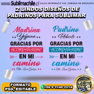 2 Lindos diseños de padrinos para sublimar - PSD, EDITABLE