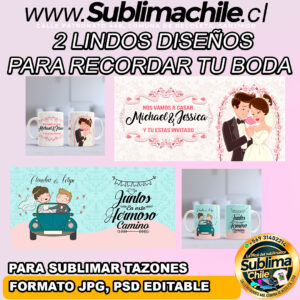 2 Lindos para rememorar tu boda para sublimar - JPG, PSD EDITABLE