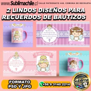 2 lindos diseños para recuerdos de bautizos - PSD Y JPG