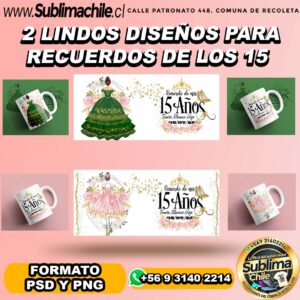 2 lindos diseños para recuerdos de los 15 para sublimar- PSD Y PNG