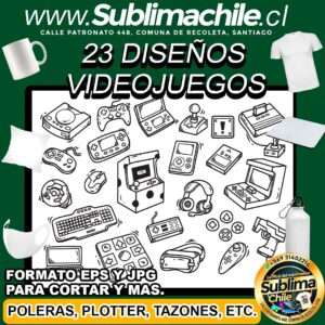 23 Diseños de Videojuegos para Sublimar - EPS y JPG