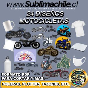 24 Diseños de Motocicletas para Sublimar - PDF Editable en CDR