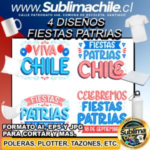 4 Diseños Fiestas Patrias para Sublimar - AI, EPS y JPG