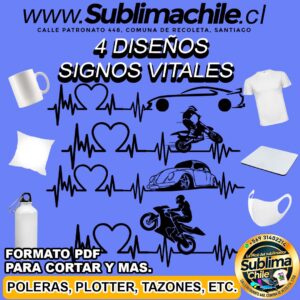 4 Diseños de Signos Vitales para Sublimar Editable en CDR - PDF