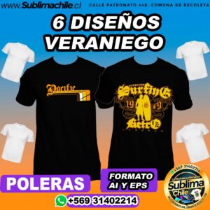 6 Diseños Veraniegos para Sublimar en Poleras - EPS y AI