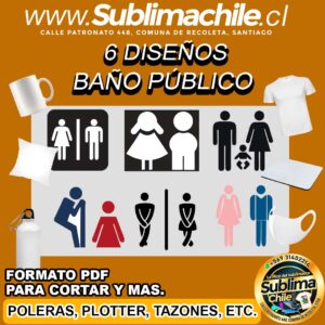 6 Diseños de Baño Publico para Sublimar Editable en CDR - PDF