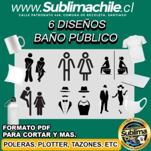 6 Diseños de Baño Publico para Sublimar - PDF Editable en CDR