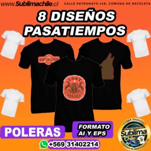 8 Diseños de Pasatiempos para Sublimar en Poleras - AI y EPS