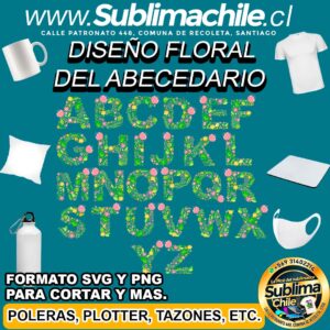Diseño Floral del Abecedario para Sublimar - SVG y PNG