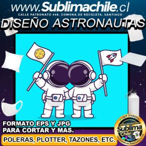 Diseño de 2 Astronautas para Sublimar Editable - JPG y EPS