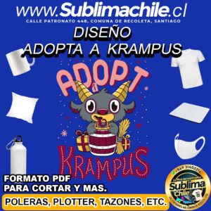 Diseño de Adopta a  Krampus para Sublimar - PDF Editable en CDR