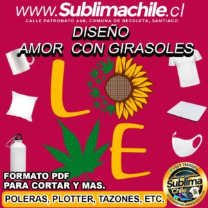 Diseño de Amor con Girasoles para Sublimar - PDF Editable en CDR
