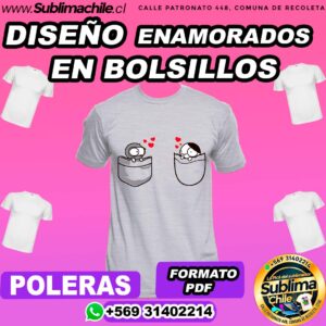 Diseño de Enamorados en Bolsillo para Sublimar en Poleras Editable en CDR - PDF