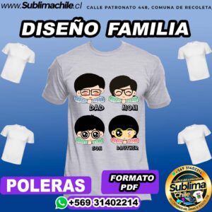 Diseño de Familia para Sublimar en Poleras editable en CDR - PDF
