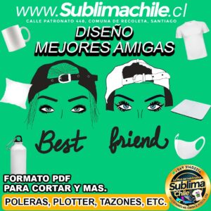 Diseño de Mejores Amigas para Sublimar editable en CDR - PDF