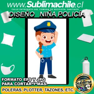 Diseño de Niña Vestida de Policía para Sublimar editable en CDR - JPG y EPS