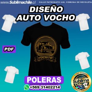 Diseño de Vocho para Sublimar en Poleras - PDF Editable en CDR