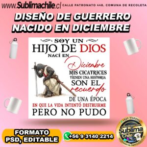 Diseño de guerrero nacido en diciembre para sublimar - PSD, EDITABLE