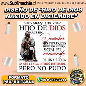 Diseño de hijo de Dios nacido en diciembre para sublimar - PSD, EDITABLE
