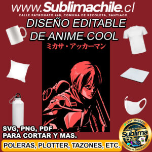 Diseño editable de anime cool para sublimar - SVG, PNG, PDF