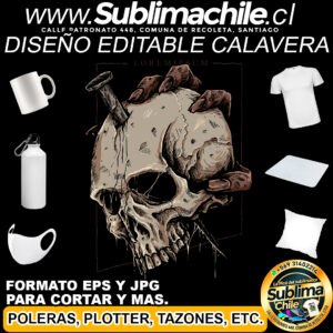 Diseño editable de calavera para sublimar - JPG y EPS