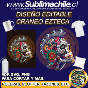 Diseño editable de cráneo azteca para sublimar - PDF, SVG, PNG