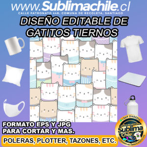 Diseño editable de gatitos amontonados para sublimar - EPS y JPG