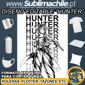 Diseño editable de "hunter" para sublimar - JPG, EPS