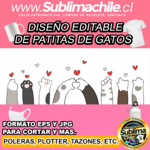 Diseño editable de patitas de gato para sublimar - EPS y JPG