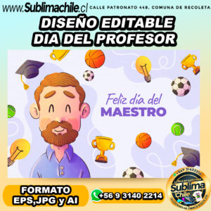 Diseño editable del día del profesor para sublimar - AI, JPG y EPS