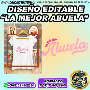 Diseño editable "la mejor abuela" para sublimar poleras - PDF, PNG, SVG