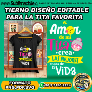 Diseño editable para la tita favorita para sublimar poleras - PNG, PDF, SVG