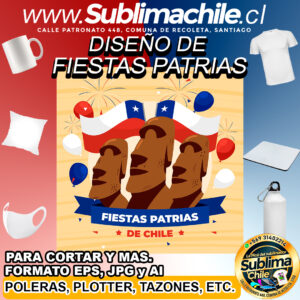 Diseño editable fiestas patrias chile para sublimar - EPS, JPG y AI