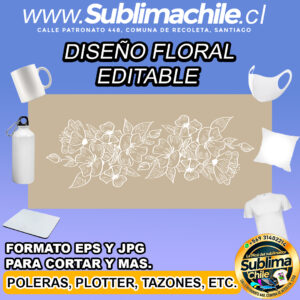 Diseño floral editable para sublimar - EPS y JPG