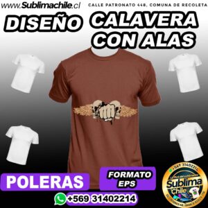 Diseños de Calavera con Alas para Sublimar en Poleras - EPS