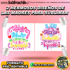 2 Hermosos diseños de las madres para sublimar - PSD, EDITABLE