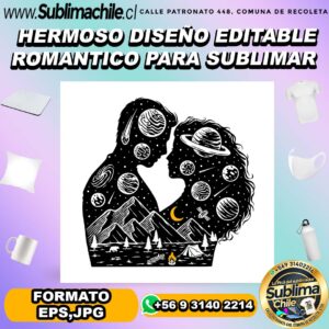 Hermoso diseño editable romántico para sublimar - EPS,JPG
