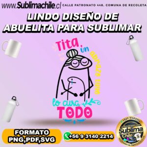 Lindo diseño editable de abuelita para sublimar poleras- PNG, PDF, SVG