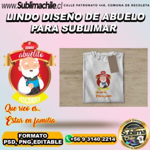 Lindo diseño de abuelo para sublimar poleras -  PSD, PNG, EDITABLE PSD
