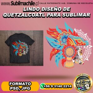 Lindo diseño editable de quetzalcoatl para sublimar poleras - PSD, JPG