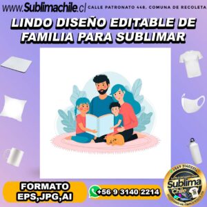 Lindo diseño editable de familia para sublimar - EPS,JPG,AI